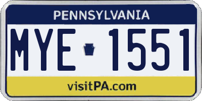 PA license plate MYE1551