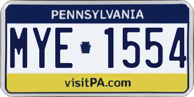 PA license plate MYE1554