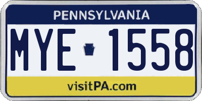 PA license plate MYE1558