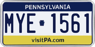 PA license plate MYE1561