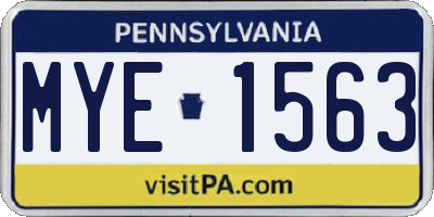PA license plate MYE1563