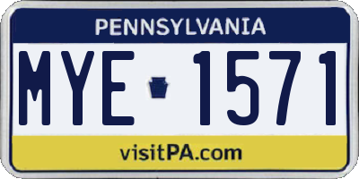 PA license plate MYE1571