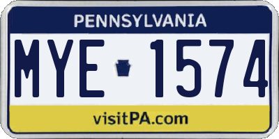 PA license plate MYE1574