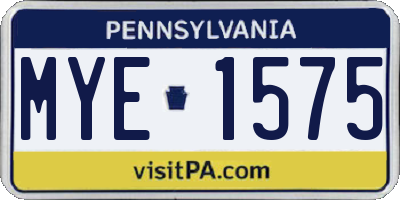 PA license plate MYE1575