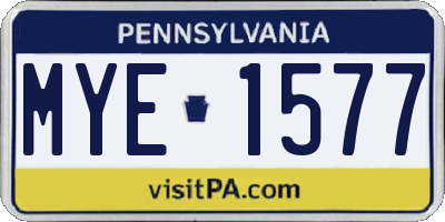 PA license plate MYE1577