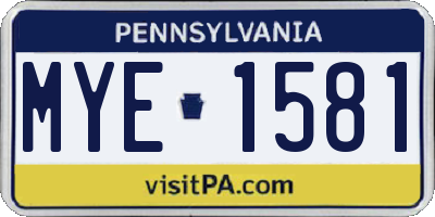 PA license plate MYE1581
