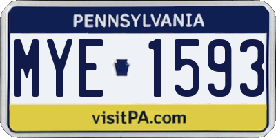 PA license plate MYE1593