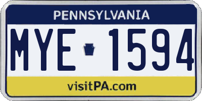 PA license plate MYE1594