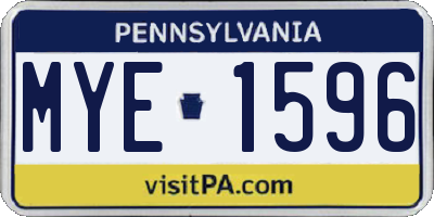 PA license plate MYE1596