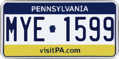 PA license plate MYE1599