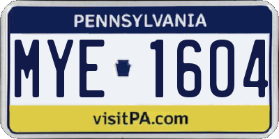 PA license plate MYE1604