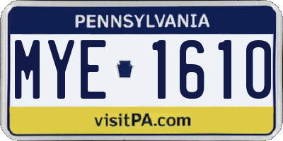 PA license plate MYE1610