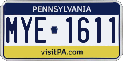 PA license plate MYE1611