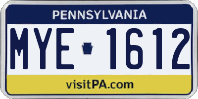 PA license plate MYE1612