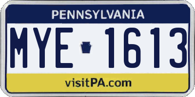 PA license plate MYE1613