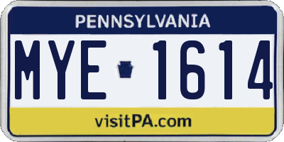 PA license plate MYE1614