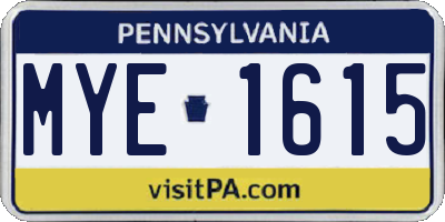 PA license plate MYE1615