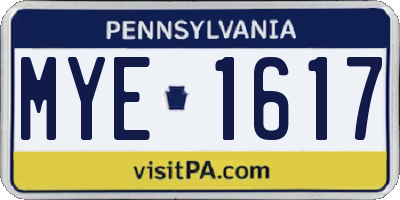 PA license plate MYE1617