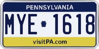 PA license plate MYE1618