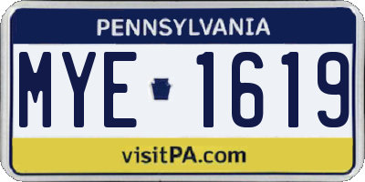 PA license plate MYE1619