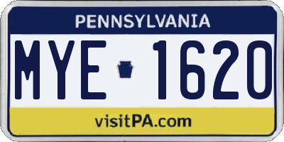 PA license plate MYE1620