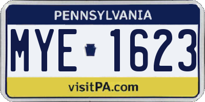 PA license plate MYE1623
