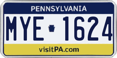 PA license plate MYE1624