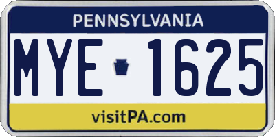 PA license plate MYE1625