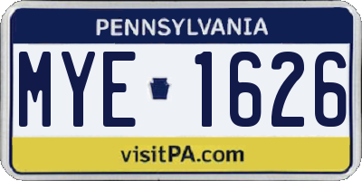 PA license plate MYE1626