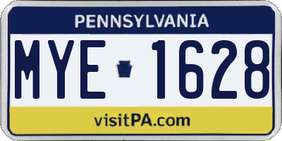 PA license plate MYE1628