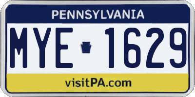 PA license plate MYE1629