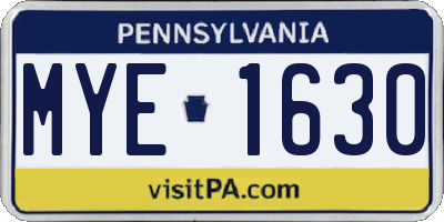 PA license plate MYE1630