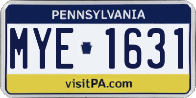 PA license plate MYE1631