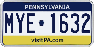 PA license plate MYE1632