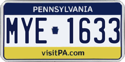 PA license plate MYE1633