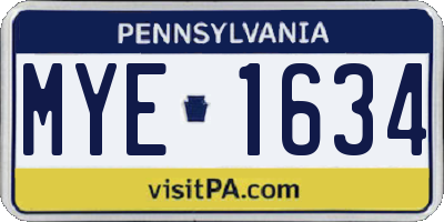 PA license plate MYE1634