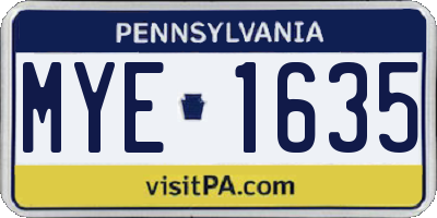 PA license plate MYE1635