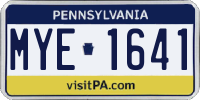 PA license plate MYE1641