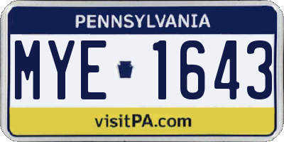 PA license plate MYE1643
