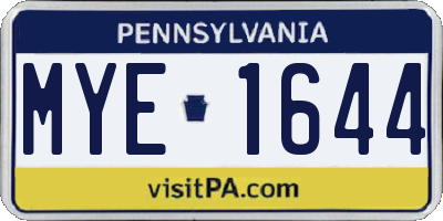 PA license plate MYE1644
