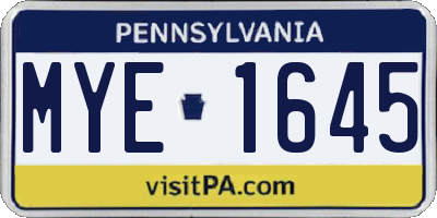 PA license plate MYE1645