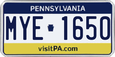 PA license plate MYE1650