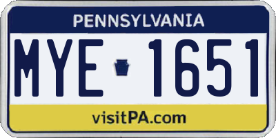 PA license plate MYE1651