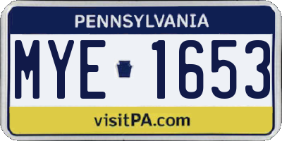 PA license plate MYE1653