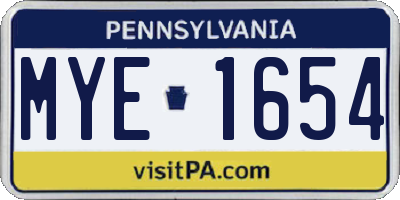 PA license plate MYE1654