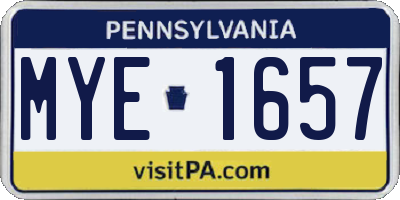 PA license plate MYE1657