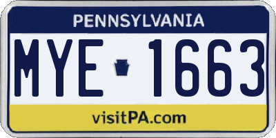 PA license plate MYE1663