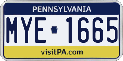 PA license plate MYE1665