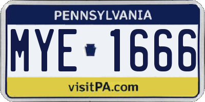 PA license plate MYE1666