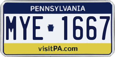 PA license plate MYE1667